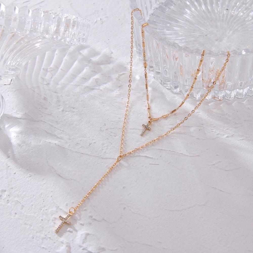 NEW “Forever Faith” Layered Cross Diamond Necklace - Picture 4 of 7